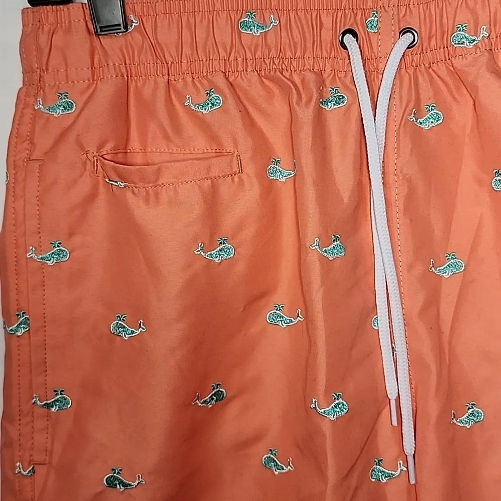 Surf Style‎ Men Swim Shorts Trunks Orange Color Embroidered Size S  NWT